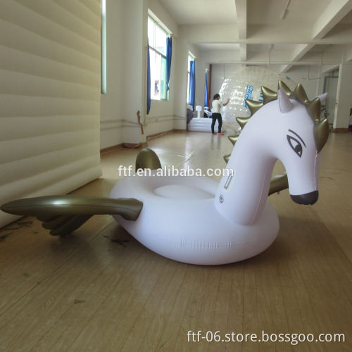 2016 Custom White PVC Inflatable Pegasus Floating Row,Swimming Pool Rider Toys